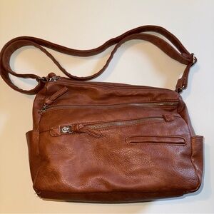 Bueno Brown Leather Crossbody Bag